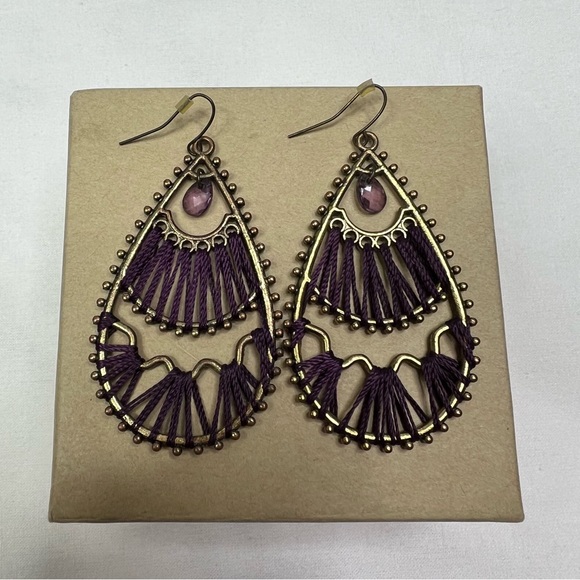 Unbranded Jewelry - *Boho Long Gold Teardrop Thread Wrap Earrings